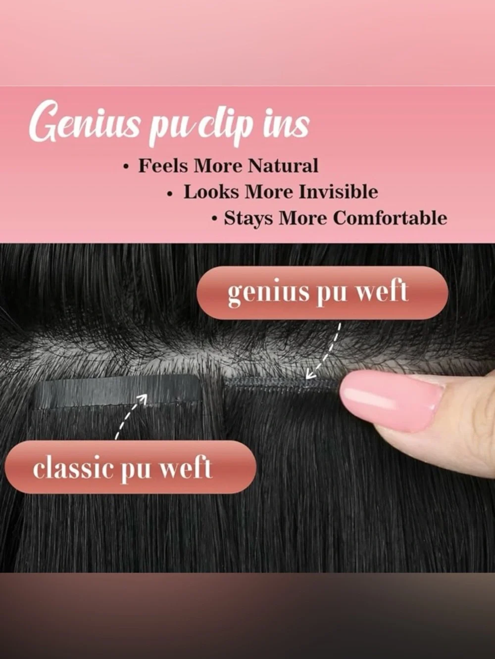 Neutral Light Brown Human Hair Genius Weft 22 Inch Clip In Hair Extensions